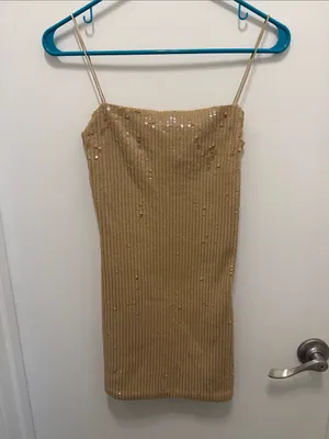 Retrofete SLATER SEQUIN KNIT DRESS Tan Size XS thumbnail 2