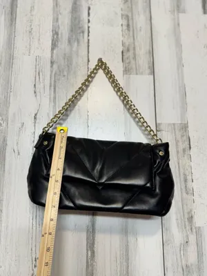 Grossi Black Quilted Puffer Shoulder Bag Gold Chain Strap Faux Leather Handbag thumbnail 2