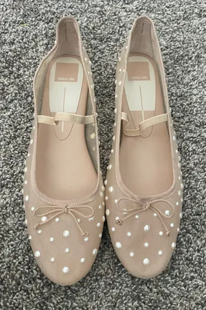 Women’s Dolce Vita Cadel Pearl Mesh Ballet Flats Beige Size 11 thumbnail 1