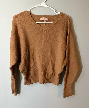 Philosophy Men's V-Neck‎ Sweater in Camel Brown thumbnail 1
