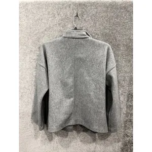 Zara Women Short Coat S Gray Asymmetric High Neck Gold Button Felted Jacket thumbnail 9