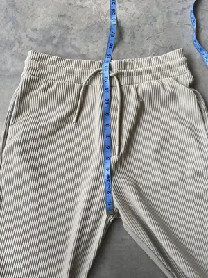 Ribbed High Waisted Drawstring Trouser Pants thumbnail 7
