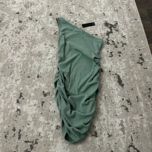 Lulus Side and Seek Sage Green Ribbed One-Shoulder Ruched Mini Dress Size XL thumbnail 3