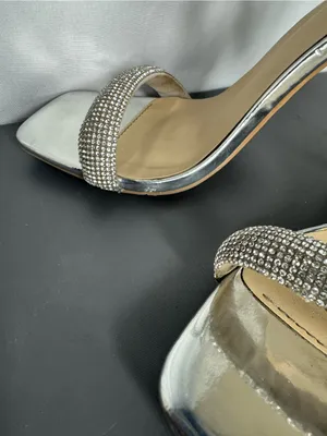 Charlotte Russe Y2K style party disco Silver Embellished stiletto Heels size 6 thumbnail 12