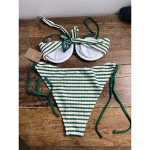 Samiol Green Striped Underwire Bikini Set NWT size large‎ thumbnail 5