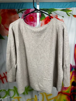 38. Garnet Hill Soft Beige Knit Boxy Sweatshirt thumbnail 3