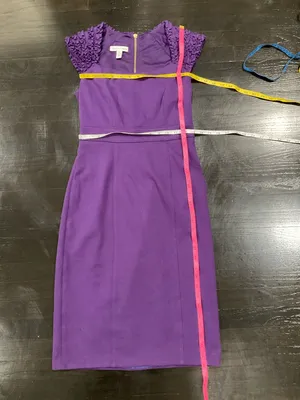 London Times Purple‎ Sheath Dress With Ruffled Cap Sleeves thumbnail 7