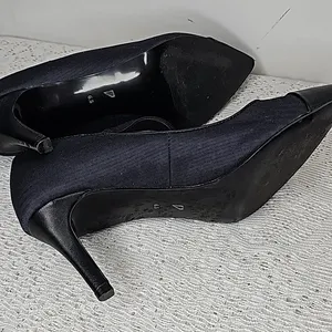 Shoes of Prey leather point toe blue and black ankle strap heels sz 6.5 thumbnail 6