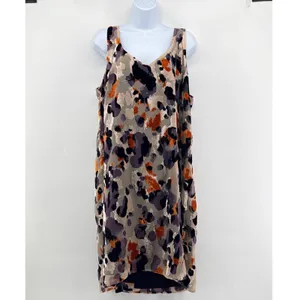Cabi Radiant Velvet Burnout Slip Dress‎ Style 3514 Abstract Leopard Print XL thumbnail 3