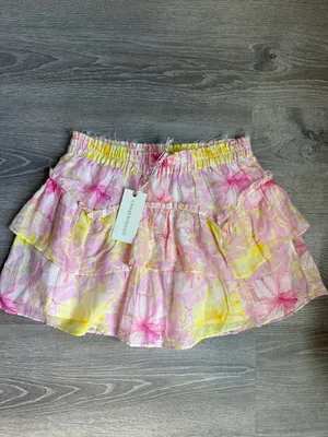 NEW LoveShackFancy Abrielle Skirt in the Light Berry Tea floral print Medium thumbnail 2
