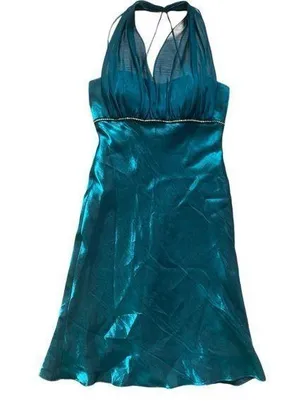 Blondie Nites by Linda Bernell Teal Shiny Dress 10 thumbnail 1