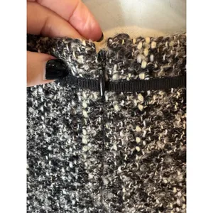 Talbots Dress Women 6‎ Black White Tweed Sheath Knee Length Fringe Neck Preppy thumbnail 9