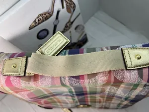 Rare COACH Multicolor Plaid Patent Cosmetic Pouch thumbnail 12