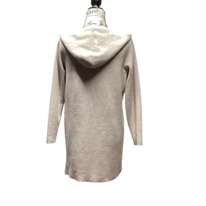Sioni Intarsia knit long open hooded duster Size Medium Oatmeal. thumbnail 7