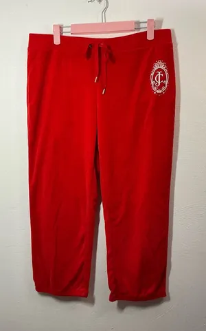 Juicy Couture Red Terry Drawstring Capri Sweatpants Size Large thumbnail 1