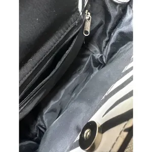 Small Black Handbag Crossbody With Zebra Stripe Interior & Removable Strap thumbnail 2