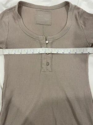Aerie Essential Henley Layering Shirt Tan thumbnail 9