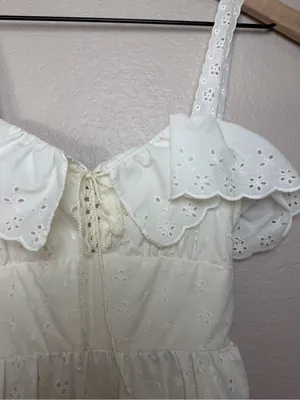 Roberta Vintage 70’s White Cotton Eyelet Lace Tiered Maxi Sundress 7 Cottage thumbnail 14