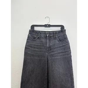 Madewell The Perfect Vintage Wide-Leg Crop Jeans Size 29 Washed Black Robles thumbnail 5