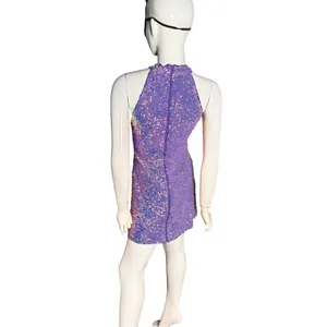 Shein Purple Iridescent Sequin Halter Mini Dress Fairycore Bodycon Size 6 M thumbnail 3