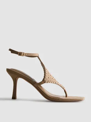 Primark Studded Tan Suede Ankle-Strap Heeled Sandals thumbnail 2