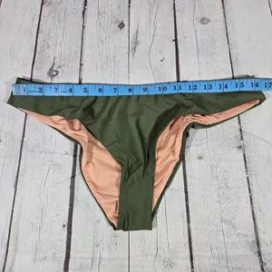 J. Crew Curved-waist cheeky bikini bottom Safari Green L NWT‎ thumbnail 6