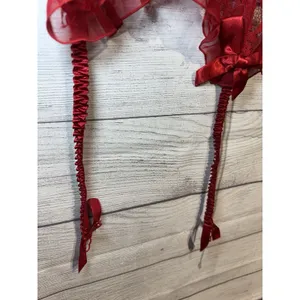 Victoria's Secret Vintage Corset Garter Bustier 36C Lace Gold Label Red Festival thumbnail 4