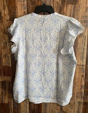 Style & Co womens crinkle gauze ruffled sleeve top size large thumbnail 5