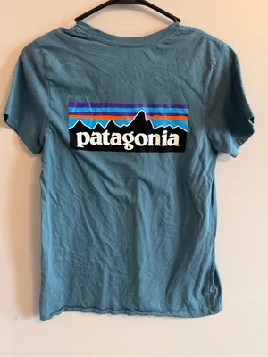 Patagonia Organic Cotton Logo T-Shirt XS Blue Fitz Roy Graphic Tee thumbnail 1
