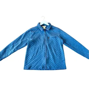 L.L. Bean blue quilted full zip collared sweater size small thumbnail 2