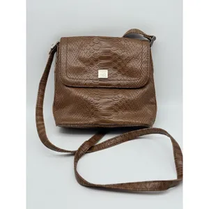 Liz Claiborne Small Purse Crossbody Brown Exotic Reptile thumbnail 7
