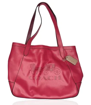 Coach C4063 Leather Horse‎ Carriage Tote Bag Burgundy/Maroon Charm thumbnail 1