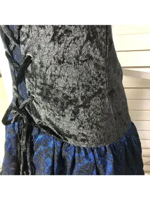 Vampire Lace velvet Mini Dress Blue Black whimsigoth punk goth witch Alt cosplay thumbnail 11