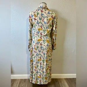 Zara Floral Button Up Collard Long Sleeve Midi Dress Size XS thumbnail 3