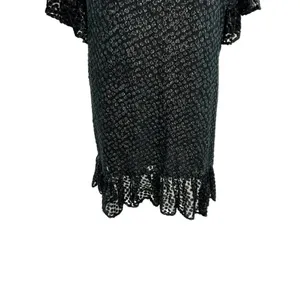Anthropologie Amadi Lucinda Dress‎ Textured Dot Metallic Black Green Size Large thumbnail 6