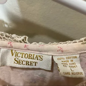 Vintage Victoria’s Secret Gold Label Sleep Shirt 90s Lace Floral Pink Large thumbnail 3