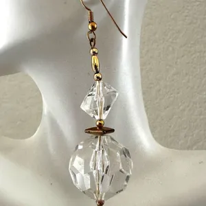 Gold tone clear beaded statement earrings thumbnail 5