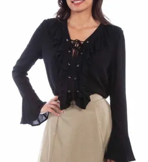 SCULLY Black‎ Ruffle Blouse Black thumbnail 1