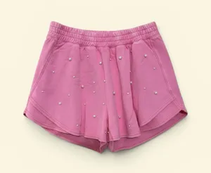 Peach Love California Pink Pearl-Embellished Athletic Shorts thumbnail 1