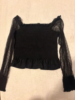 Fashion On Earth Black Top Long Sleeve Sheer thumbnail 2