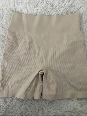 Seamless Ribbed Tummy Control Compression Shorts Size L Nude Tan Size L thumbnail 5
