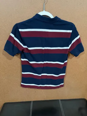Polo Ralph Lauren kids polo shirt blue/ burgundy stripes M 10/12 thumbnail 5