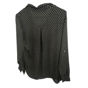 ZARA Black And White Polkadot Long Sleeve Button Up Blouse With Pockets thumbnail 4