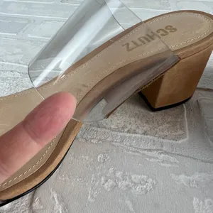 SCHUTZ Heels Victorie Womens 7.5 Nude Transparent 2‎ Strap Block Heel Sandals B thumbnail 12
