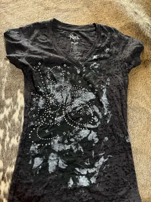 Black burnout sparkle tee Size XS thumbnail 1