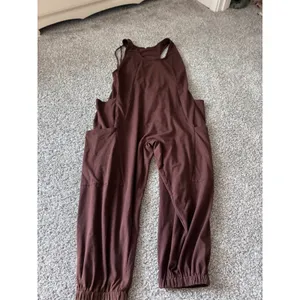 Anrabess Brown Sleeveless Cargo Pocket Jumpsuit XL Cross Back Jogger Hem Romper thumbnail 4