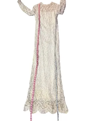 Vintage Jack Bryan Cream Lace Maxi Dress Womens XS? (0-2) Long Sleeve Boho USA thumbnail 10