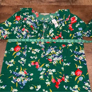 NEW Loft Ann Taylor Floral Bouquet Ruffle Tie-Neck Jacquard Long Sleeve Blouse thumbnail 7