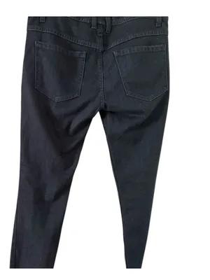 Free People Black Straight-Leg Jeans with Subtle Knee Distress thumbnail 3