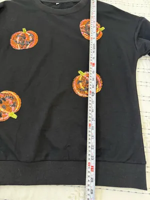 Black Sequin Pumpkin Halloween Sweatshirt Oversized Cozy Fall Medium NWOT thumbnail 5